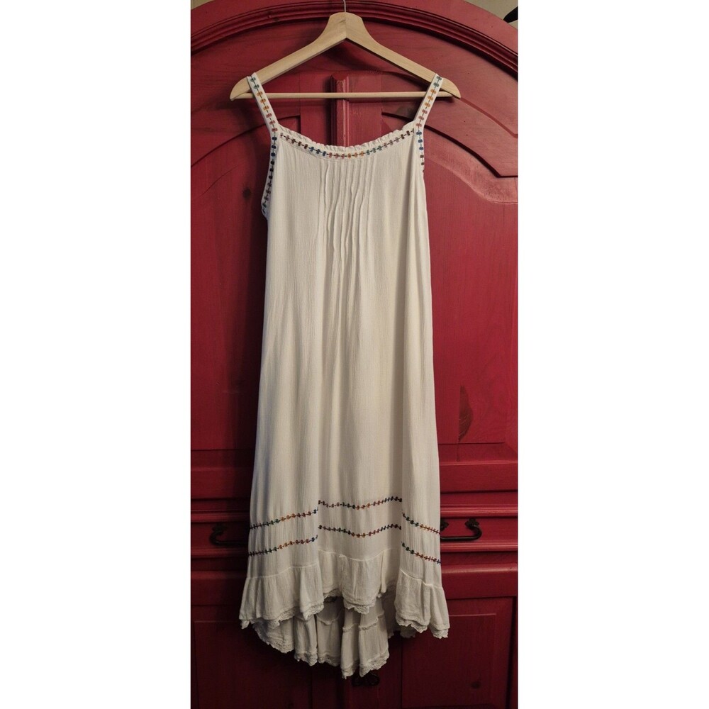Matilda Jane Medium Brilliant Daydream Adante Dress White Beach Rainbow Trim EUC - Picture 2 of 8